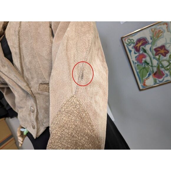 Vintage 80s Berman's Leather Jacket Cropped Vest Front Brown Moto Suede Size S - Picture 6 of 15